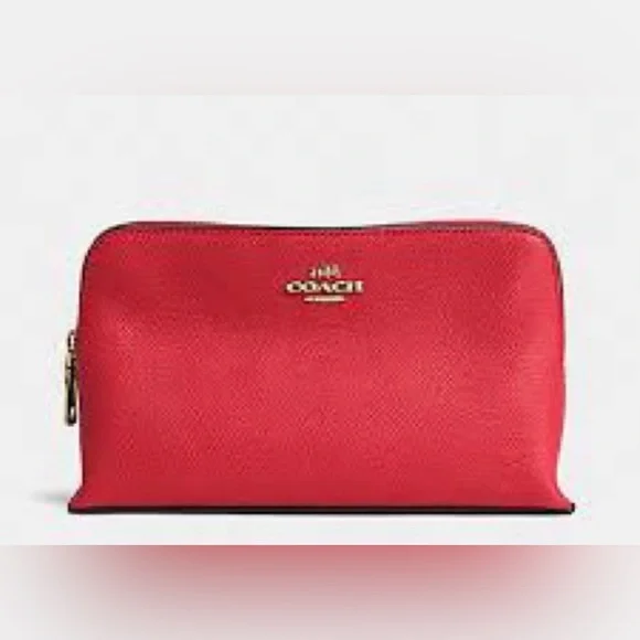 Authentic Coach Cosmetic Bag in Coral Crossgrain leather! 😍 - Picture 5 of 6